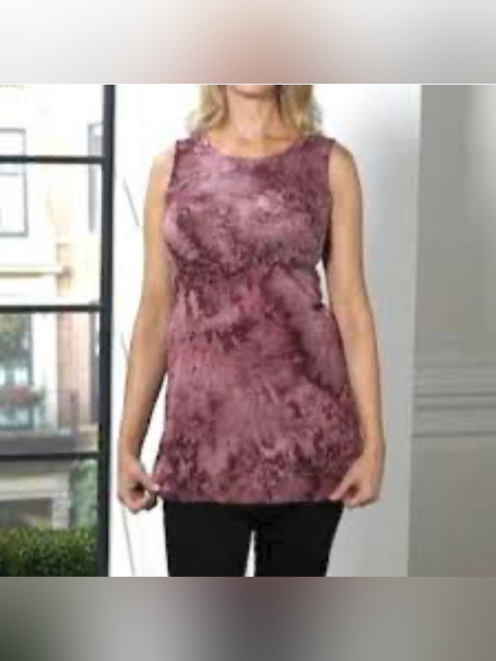 LOGO by Lori Goldstein brushed jersey tie dye tank in wineberry
